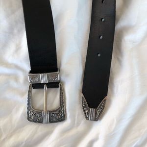 UO Black Belt w/Silver Western Buckle